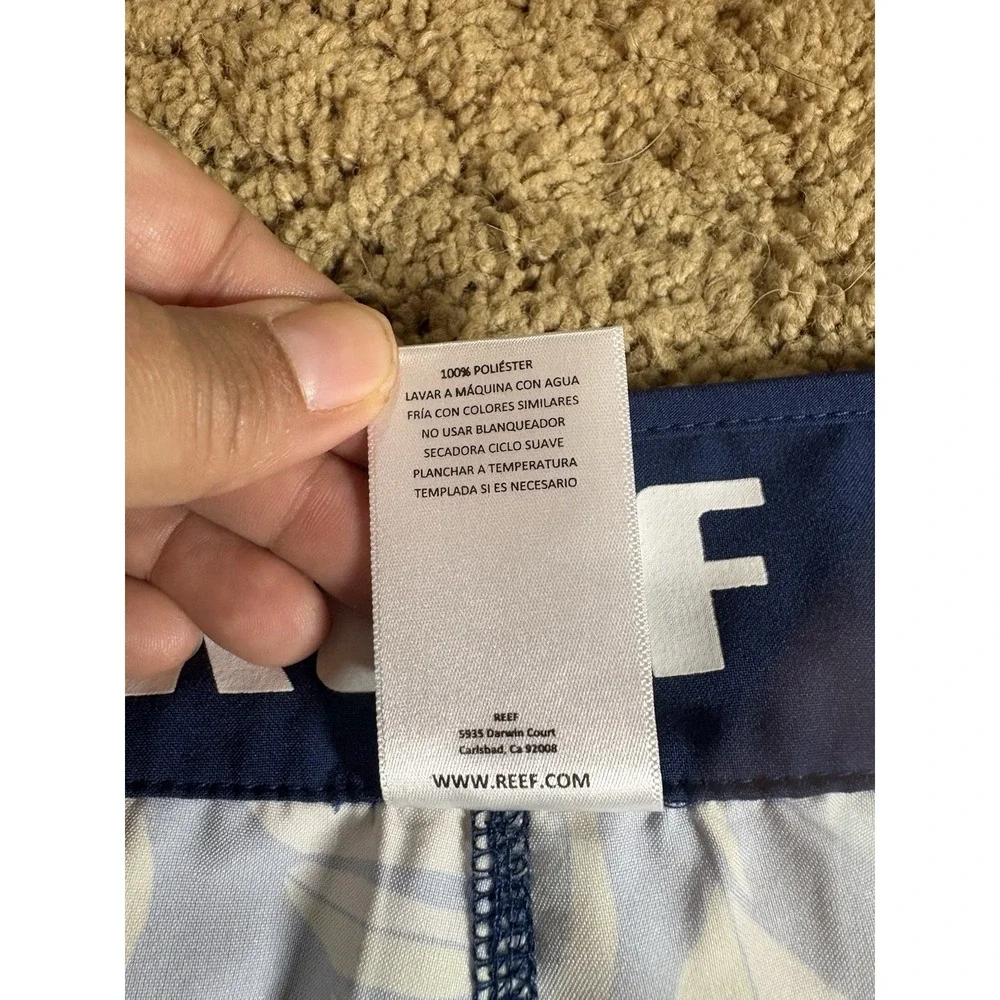 Reef‎ Boardshorts Men 34 Alonso Tropical Leaf Pattern Blue Surf Swim